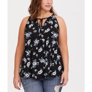 Torrid Black Floral Jersey Babydoll Tank Size 5